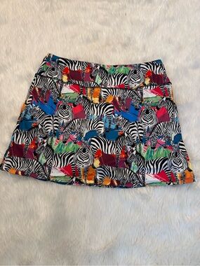 Fulbelle Multicolor Zebra Print Mini Skirt Athletic Golf Women Size L